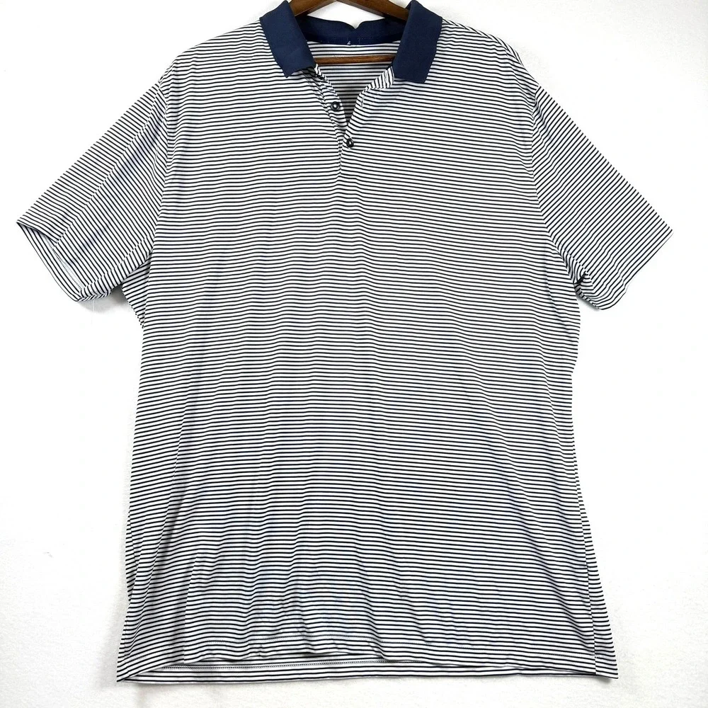 Nike Golf Dri-FIT Polo Shirts Mens 2XL Navy Blue White Striped 2 Pack 891239-419